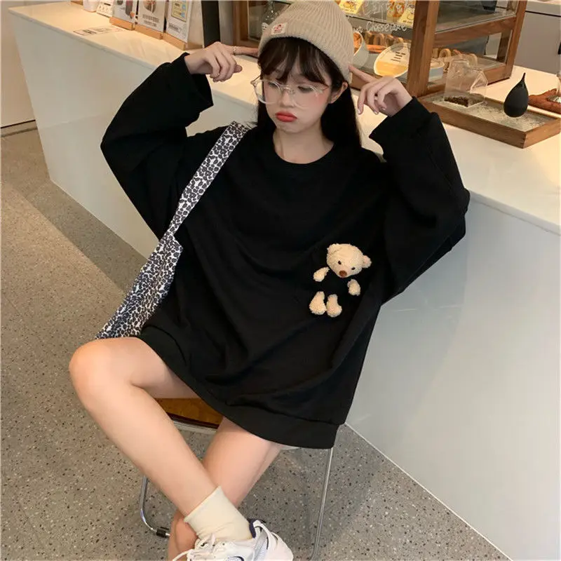 Sweatshirt Women Kawaii Clothes Solid O-Neck Pullovers Long Sleeve Oversized Hoodie Korean Tops Autumn Winter Bear Hoodies
Sweatshirt Women Kawaii Clothes Solid O-Neck Pullovers Long Sleeve Oversized Hoodie Korean Tops Autumn Winter Bear Hoodies