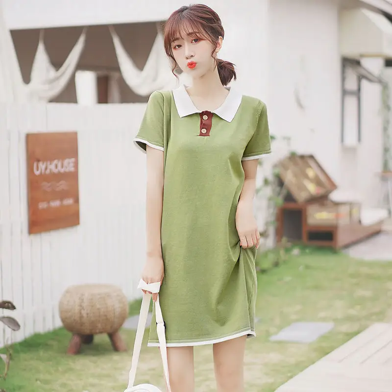 Chic Khaki Summer 2019 New Slim Student Fairy Polo Collar Dress Green Short Sleeve T-shirt Midi Dress
Chic Khaki Summer 2019 New Slim Student Fairy Polo Collar Dress Green Short Sleeve T-shirt Midi Dress