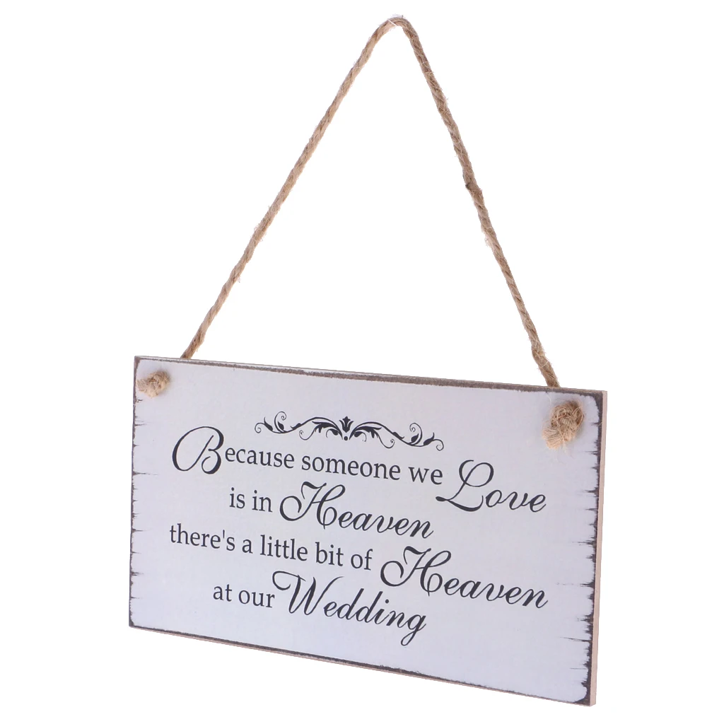 

MagiDeal Because Someone We love is in Heaven Wood Wedding Sign Memorial Vintage Wooden Hanging Plaque Wedding Engagement Board