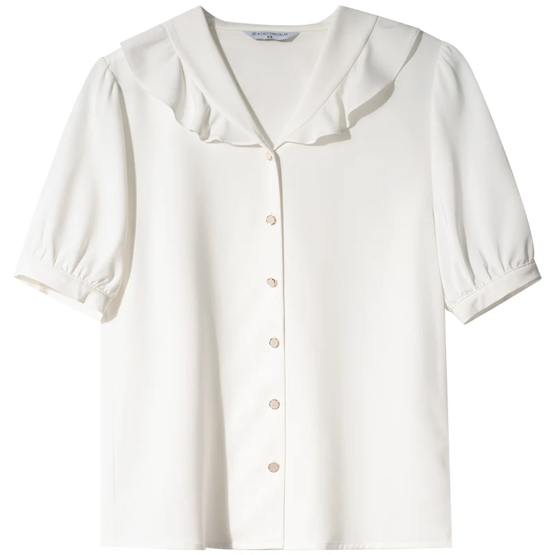 white shirt female temperament summer short-sleeved summer design feeling small chic senior feeling coat thin shirt 
white shirt female temperament summer short-sleeved summer design feeling small chic senior feeling coat thin shirt