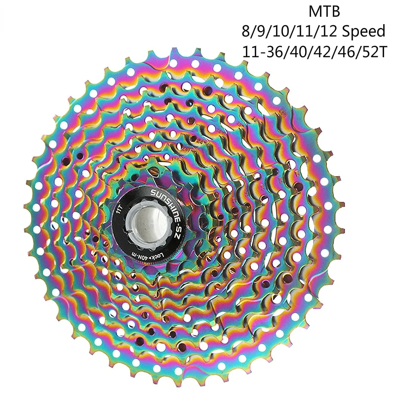 MTB Bicycle Cassette Freewheel Colorful Sprocket 8/9/10/11/12 Speed 11-36T/40T/42T/46T/52T Mountain Bike Flywheel
MTB Bicycle Cassette Freewheel Colorful Sprocket 8/9/10/11/12 Speed 11-36T/40T/42T/46T/52T Mountain Bike Flywheel