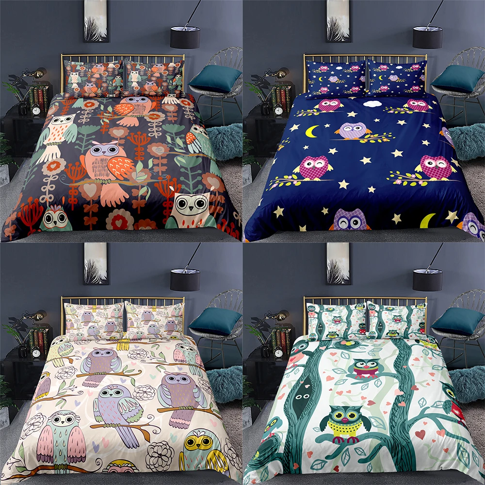 Cartoon Animal Bedding Set King Queen Single Size Bedding Cute Owl Children Adult Comforter Duvet Cover Comfortable Bedclothes
Cartoon Animal Bedding Set King Queen Single Size Bedding Cute Owl Children Adult Comforter Duvet Cover Comfortable Bedclothes