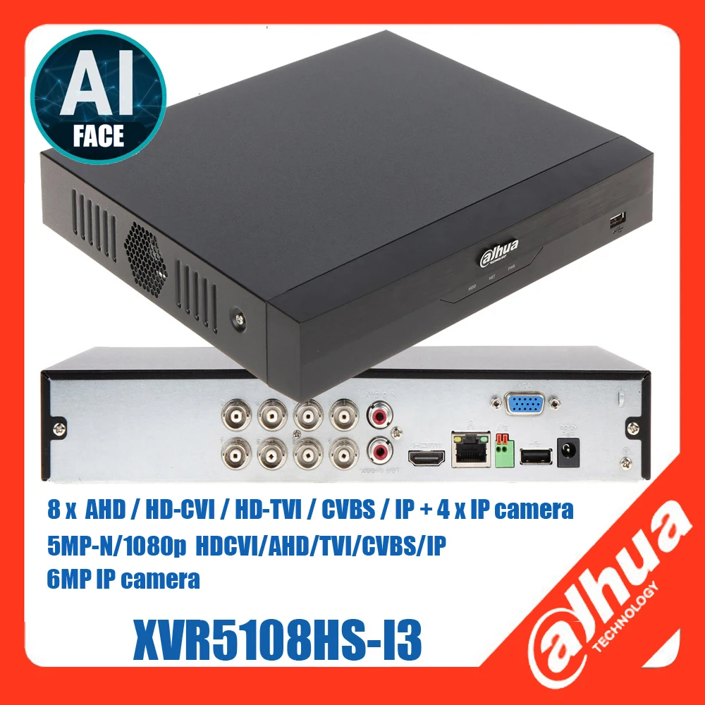 Оригинальный цифровой видеорегистратор Dahua 4G Φ 4K AI с поддержкой камеры HDCVI/AHD/TVI/CVBS 5 Мп и ip-камеры 12 каналов 6 МП 
Оригинальный цифровой видеорегистратор Dahua 4G Φ 4K AI с поддержкой камеры HDCVI/AHD/TVI/CVBS 5 Мп и ip-камеры 12 каналов 6 МП