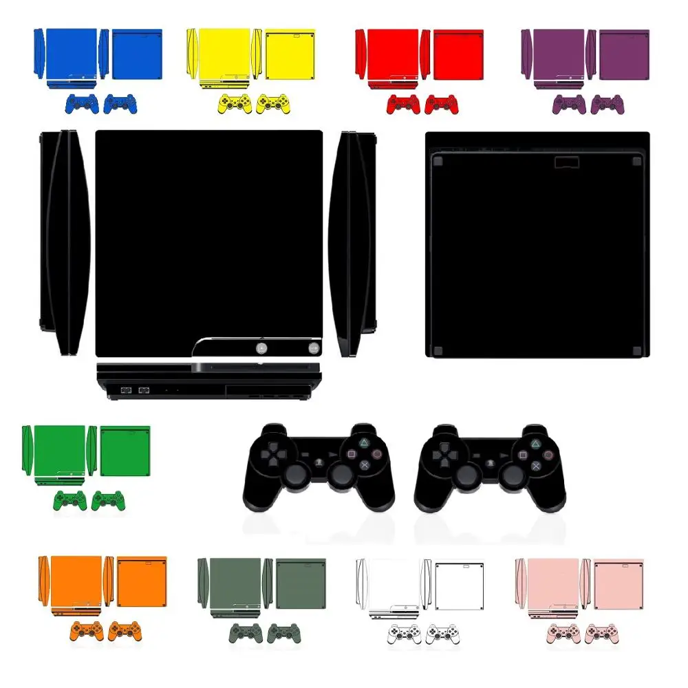 Десять чистых однотонных цветов виниловая Защитная Наклейка для sony PS3 Slim playstation 3