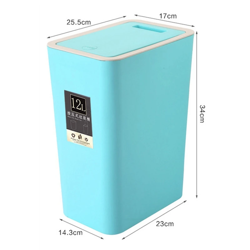 Promotion! 2pcs 12L Bathroom Trash Can Toilet Kitchen Waste Bin Dustbin Garbage Bin Press Lid - black & blue 
Promotion! 2pcs 12L Bathroom Trash Can Toilet Kitchen Waste Bin Dustbin Garbage Bin Press Lid - black & blue