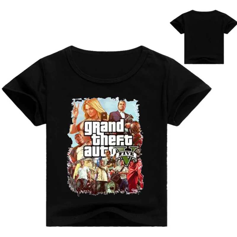 На возраст от 2 до 13 лет Детские Футболка для мальчиков детская игра GTA 5 Grand Theft Auto