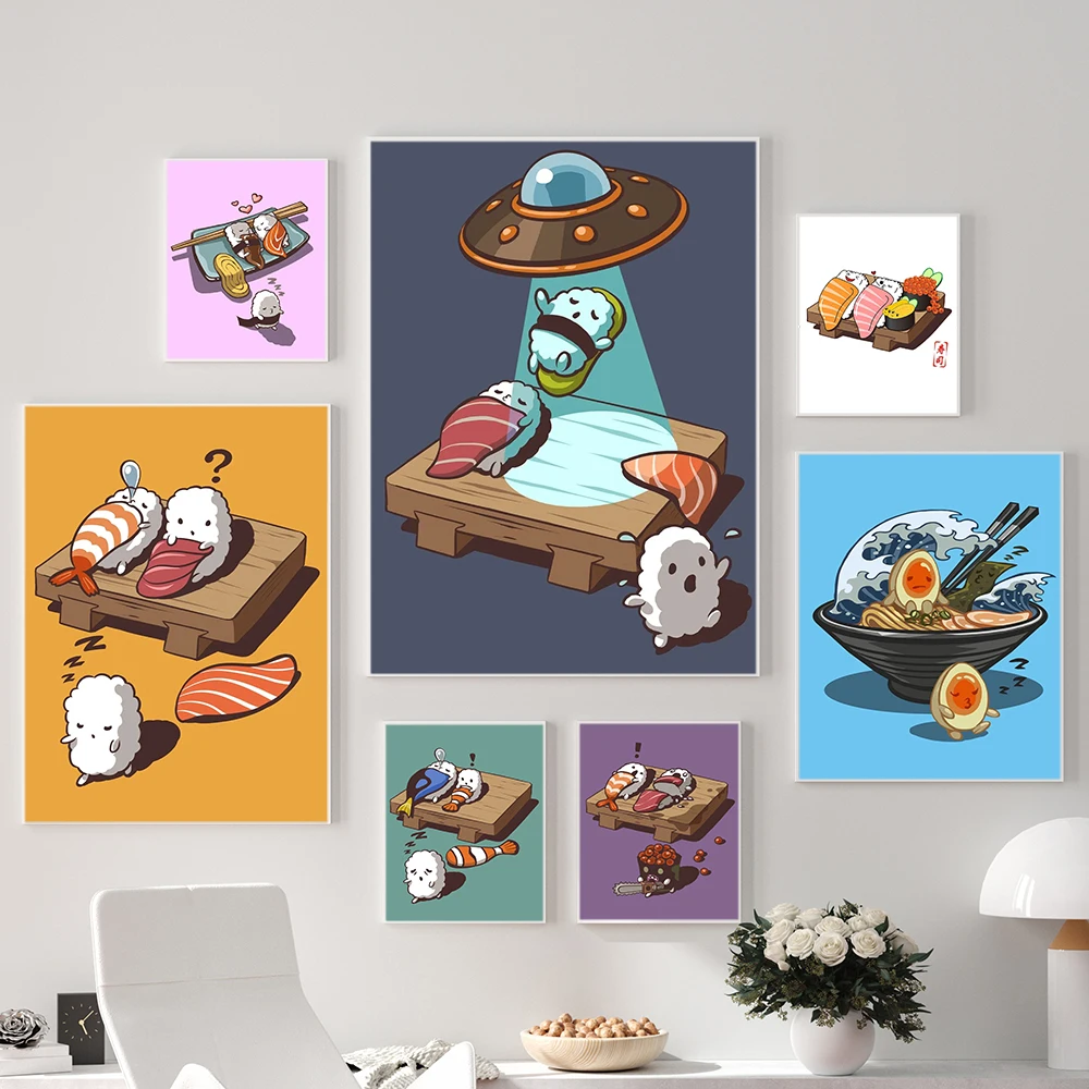 Sleepwalk Japanese Ramen Canvas Painting Romantic Sushi Cuddling Poster and Print Funny Cartoon Wall Art Pictures Kitchen Decor
Sleepwalk Japanese Ramen Canvas Painting Romantic Sushi Cuddling Poster and Print Funny Cartoon Wall Art Pictures Kitchen Decor