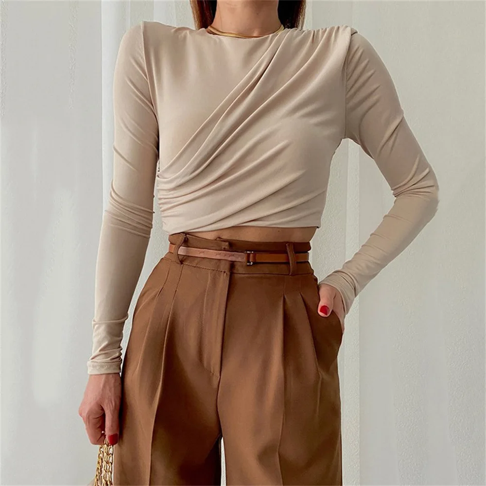 T-shirt Sexy Round Neck Long Sleeve Slim Short Fashion European And American Long Sleeve Top Casual Simple
T-shirt Sexy Round Neck Long Sleeve Slim Short Fashion European And American Long Sleeve Top Casual Simple