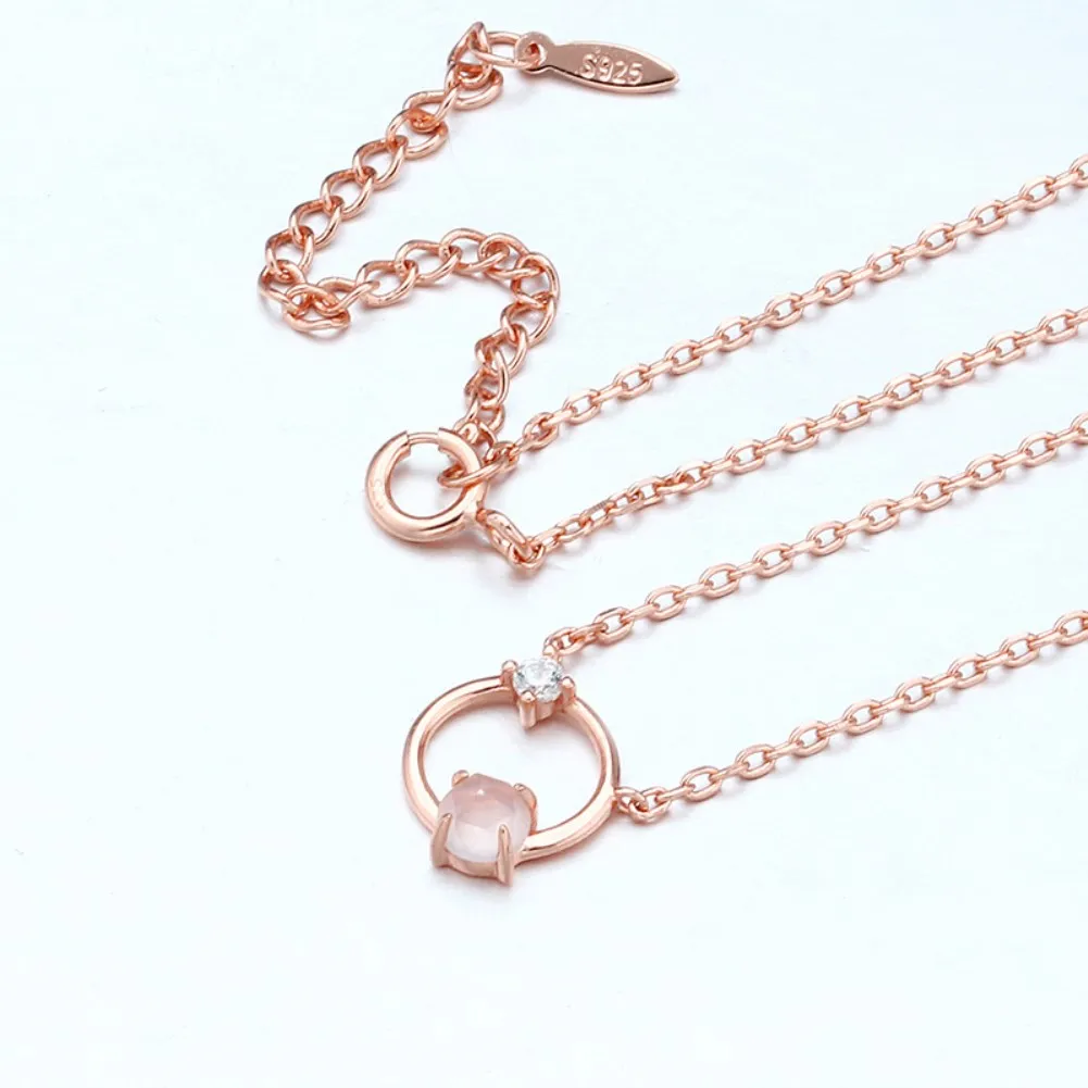 Korean Fashion Sterling S925 Silver Necklace Rose Gold Plated Round Design with Ross Quartz for Women Gift Jewelry ALTB-918
Korean Fashion Sterling S925 Silver Necklace Rose Gold Plated Round Design with Ross Quartz for Women Gift Jewelry ALTB-918