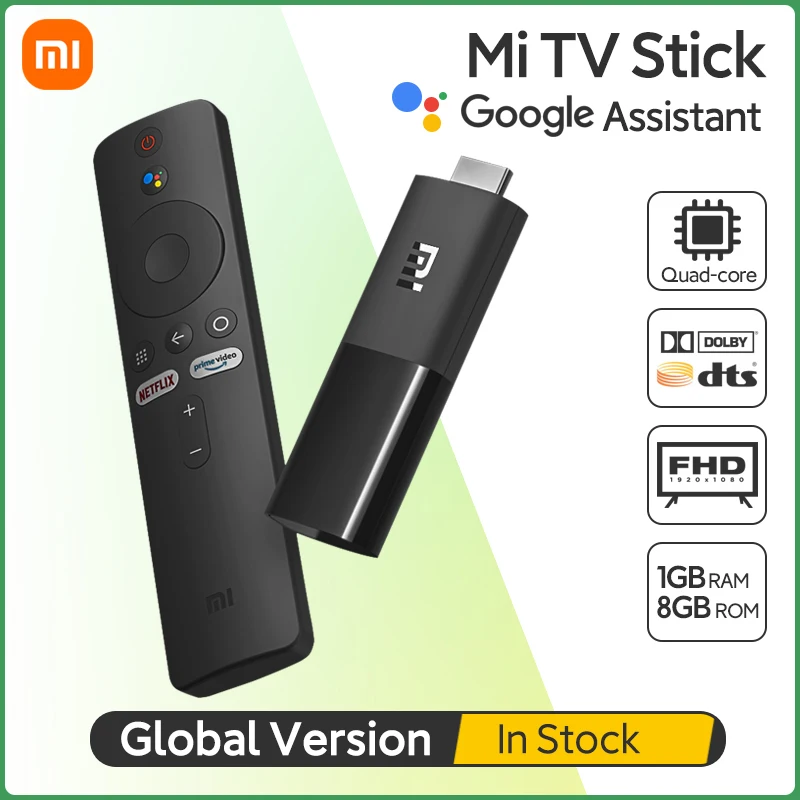 Global Version Xiaomi Mi TV Stick Android TV 9.0 HDR 1GB 8GB Bluetooth-compatible Mini TV Dongle Wifi Google Assistant Netflix
Global Version Xiaomi Mi TV Stick Android TV 9.0 HDR 1GB 8GB Bluetooth-compatible Mini TV Dongle Wifi Google Assistant Netflix