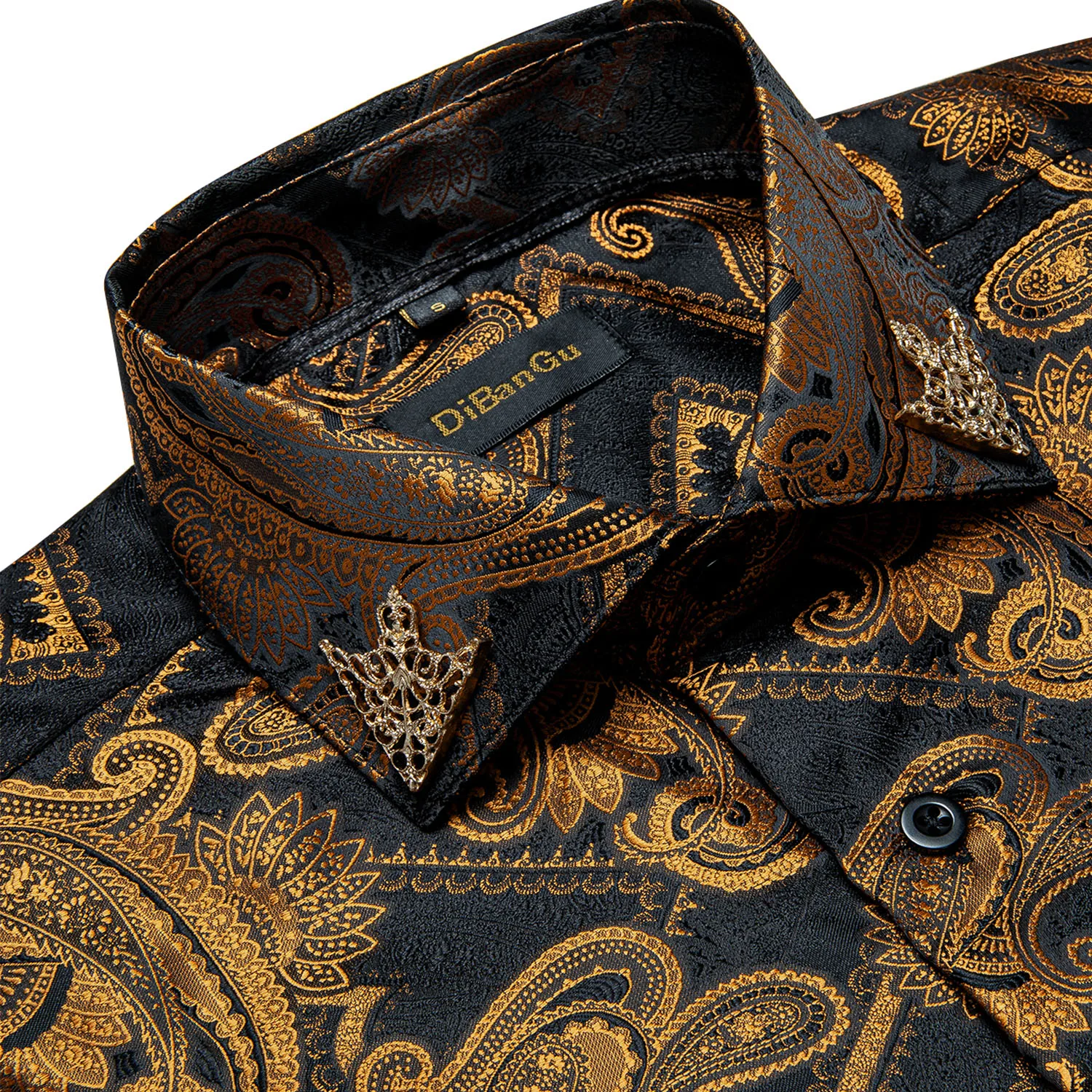 Luxury Men's Shirts Black Gold Long Sleeve Vintage Oversized Social Shirt with Collar Pin Male Business Button Blouses Clothes
Luxury Men's Shirts Black Gold Long Sleeve Vintage Oversized Social Shirt with Collar Pin Male Business Button Blouses Clothes