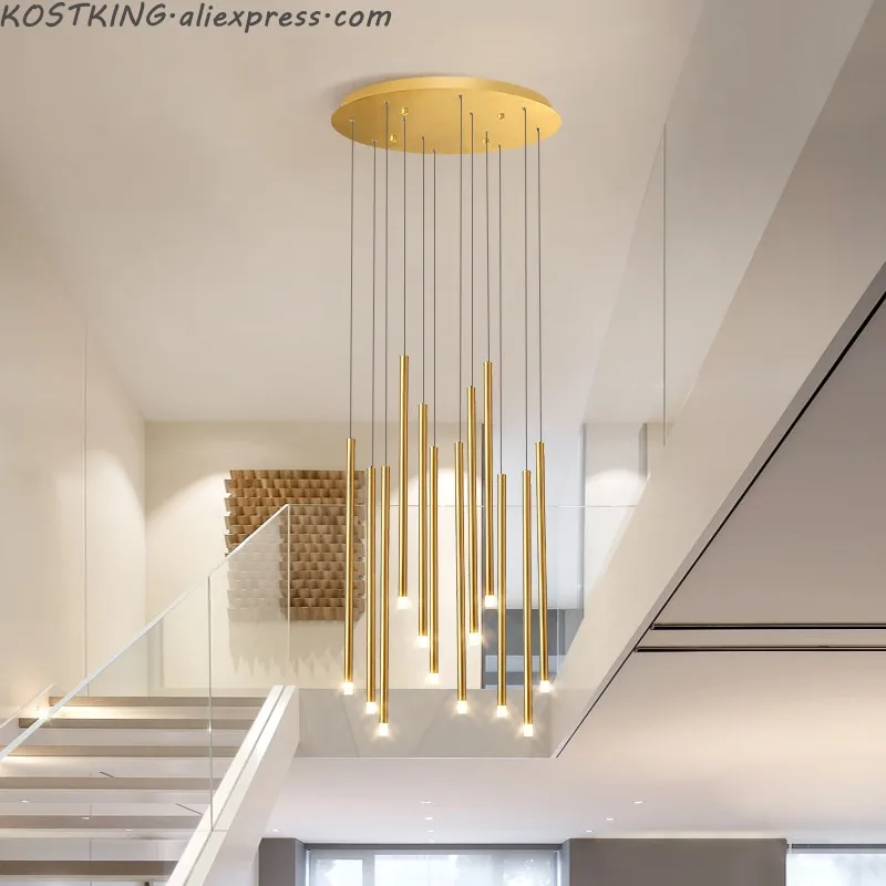 Modern Simple LED Chandelier Black or Gold 24W 36W Lighting Hanging Fixtures For Duplex Rotating Staircase Living Room Lamps
Modern Simple LED Chandelier Black or Gold 24W 36W Lighting Hanging Fixtures For Duplex Rotating Staircase Living Room Lamps