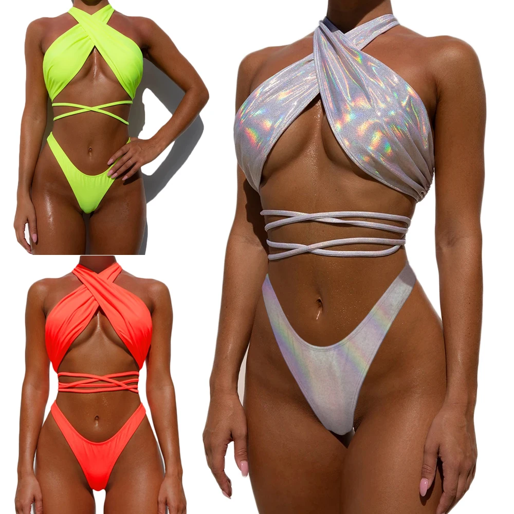 Summer Swimming Women Sequin Halter Bandage Bikini Set Summer Push-Up Padded Swimwear Bandage Biquini Swimsuit Bathing Suits
Summer Swimming Women Sequin Halter Bandage Bikini Set Summer Push-Up Padded Swimwear Bandage Biquini Swimsuit Bathing Suits