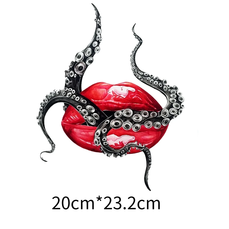 Punk Fashion flame lips Mouth bite octopus Heat Transfer iron on patches appliques Iron-on transfers for clothing stickers
Punk Fashion flame lips Mouth bite octopus Heat Transfer iron on patches appliques Iron-on transfers for clothing stickers