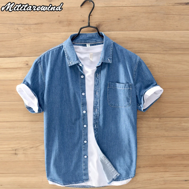 Summer Hipster Denim Shirt Men Casual Streetwear Short Sleeve Jeans Shirt Male 100% Cotton Breathable M-XXXL Men Tops Blue
Summer Hipster Denim Shirt Men Casual Streetwear Short Sleeve Jeans Shirt Male 100% Cotton Breathable M-XXXL Men Tops Blue
