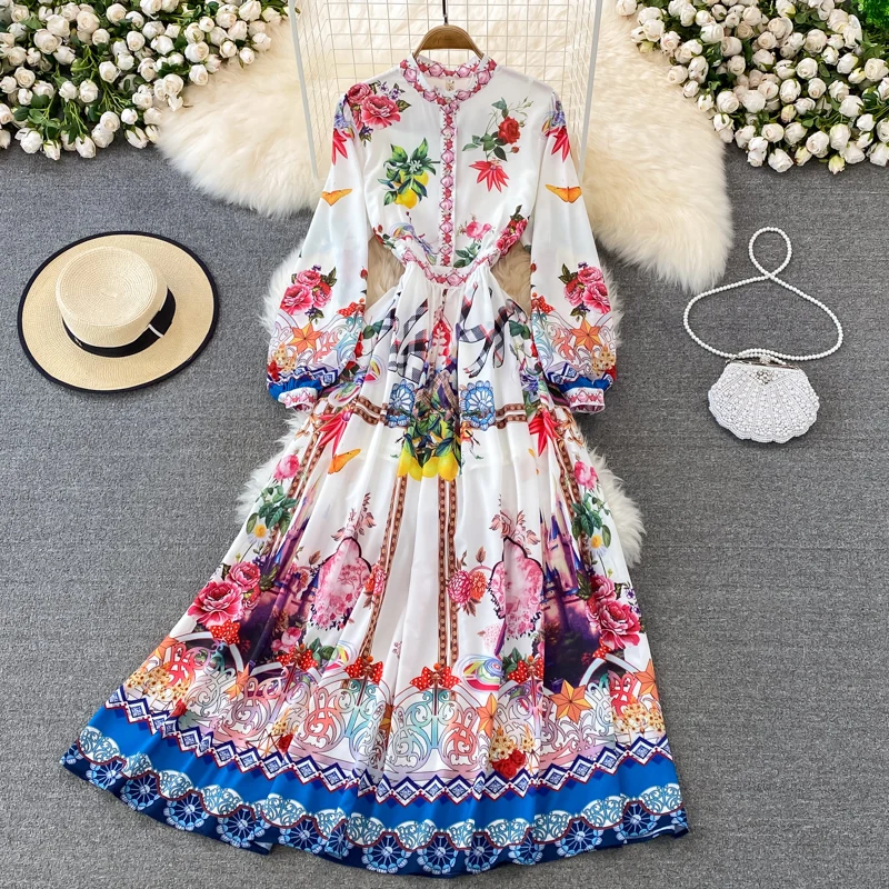 YIZZHOY Spring Autumn Women Casual Loose Fashion Printed Long Sleeve Mock Neck Dress Waist Retraction Single Breasted Chic Dress
YIZZHOY Spring Autumn Women Casual Loose Fashion Printed Long Sleeve Mock Neck Dress Waist Retraction Single Breasted Chic Dress