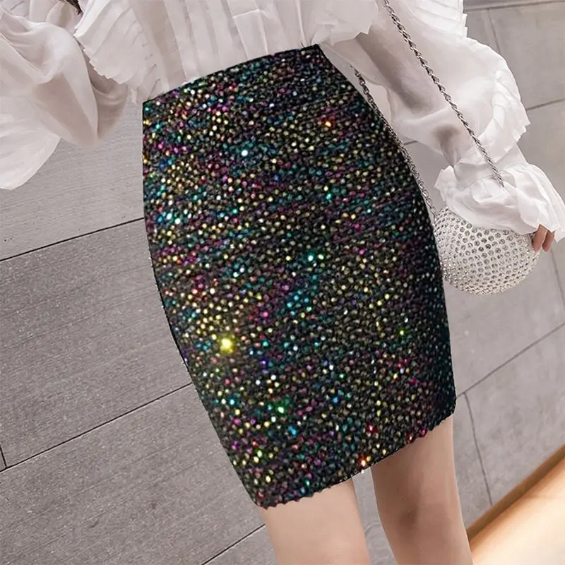 Women Elastic Wrap Hip Midi Beaded Skirt Summer High Waist Sparkling Short Package Skirt Metallic Color OL Sequin Pencil Skirts
Women Elastic Wrap Hip Midi Beaded Skirt Summer High Waist Sparkling Short Package Skirt Metallic Color OL Sequin Pencil Skirts