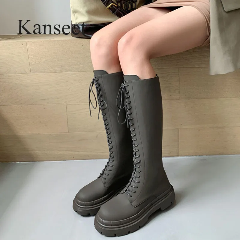 Kanseet Platform Women Knee High Boots Autumn Winter New Round Toe Genuine Leather Handmade Zipper Chunky Heels Motorcycle Boots
Kanseet Platform Women Knee High Boots Autumn Winter New Round Toe Genuine Leather Handmade Zipper Chunky Heels Motorcycle Boots