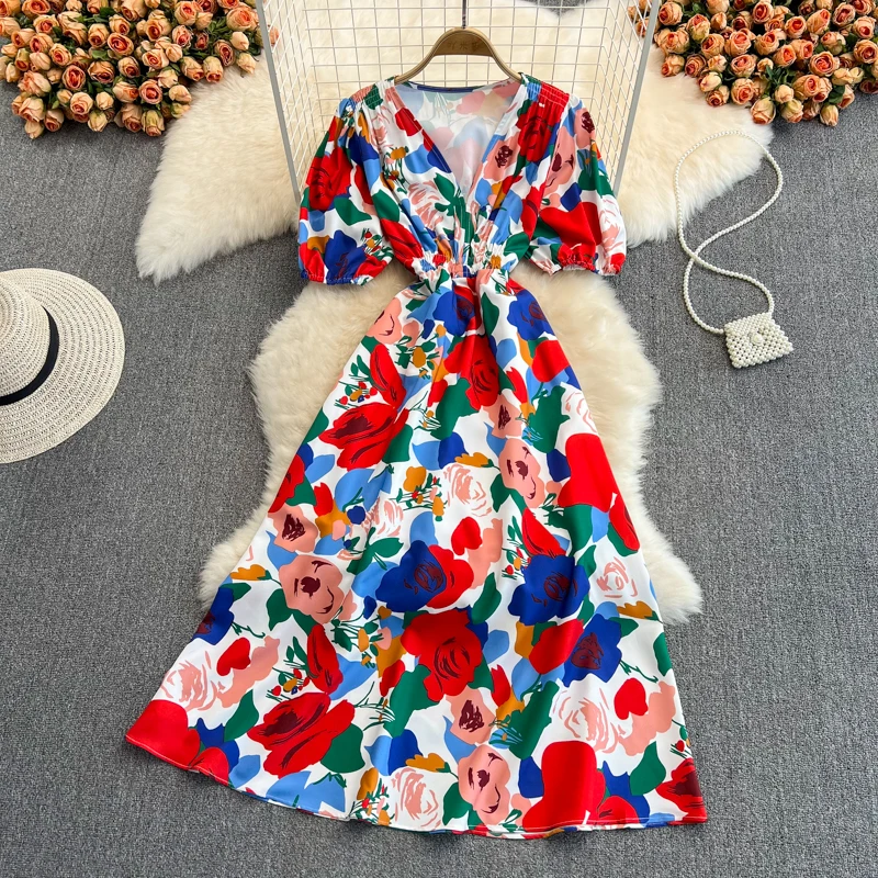 Винтажное платье с V-образным вырезом и цветочным принтом, элегантное темпераментное длинное платье с узкой талией и рукавами-фонариками, лето 2022
Винтажное платье с V-образным вырезом и цветочным принтом, элегантное темпераментное длинное платье с узкой талией и рукавами-фонариками, лето 2022