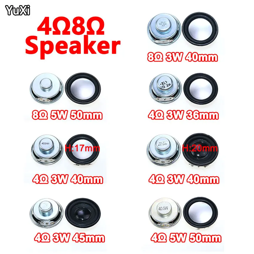 

YUXI 1Pcs Speaker Horn 4 ohms 8 ohms 3W 4R 5W 8R Diameter 4CM 5CM 36mm 40mm 45mm Amplifier Rubber Gasket Loudspeaker Trumpet