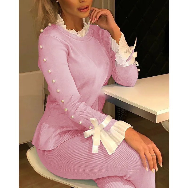 Autumn Women Long Sleeve Shirts Bowknot Buttoned Cuff Slim Blouse Women Tops Casual Elegant Knit Wild Office Splicing Blouses 
Autumn Women Long Sleeve Shirts Bowknot Buttoned Cuff Slim Blouse Women Tops Casual Elegant Knit Wild Office Splicing Blouses