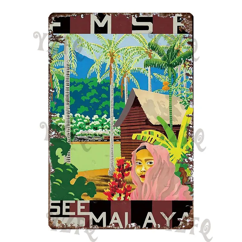 Винтажный дорожный жестяной знак Surf Aloha Hawall металлическая пластина для стены