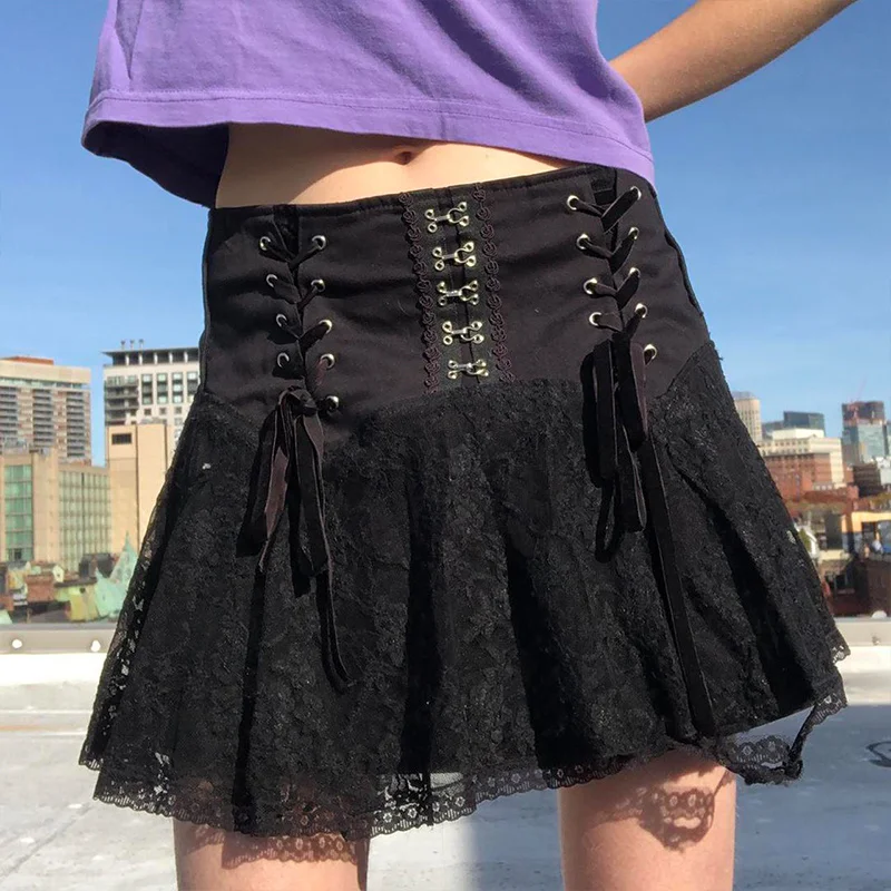 hirigin y2k Gothic Black Lace Pleated Skirts Dark Academia Girls A Line Skirts Womens Cross Tie Up Low Waist Preppy Mini Skirts
hirigin y2k Gothic Black Lace Pleated Skirts Dark Academia Girls A Line Skirts Womens Cross Tie Up Low Waist Preppy Mini Skirts