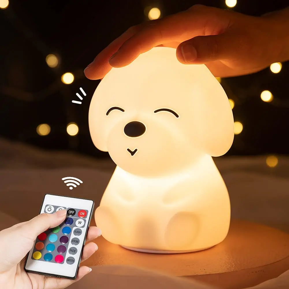 Dog LED Night Light Touch Sensor Remote Control 16 Colors Dimmable USB Rechargeable Silicone Puppy Lamp for Children Baby Gift
Dog LED Night Light Touch Sensor Remote Control 16 Colors Dimmable USB Rechargeable Silicone Puppy Lamp for Children Baby Gift