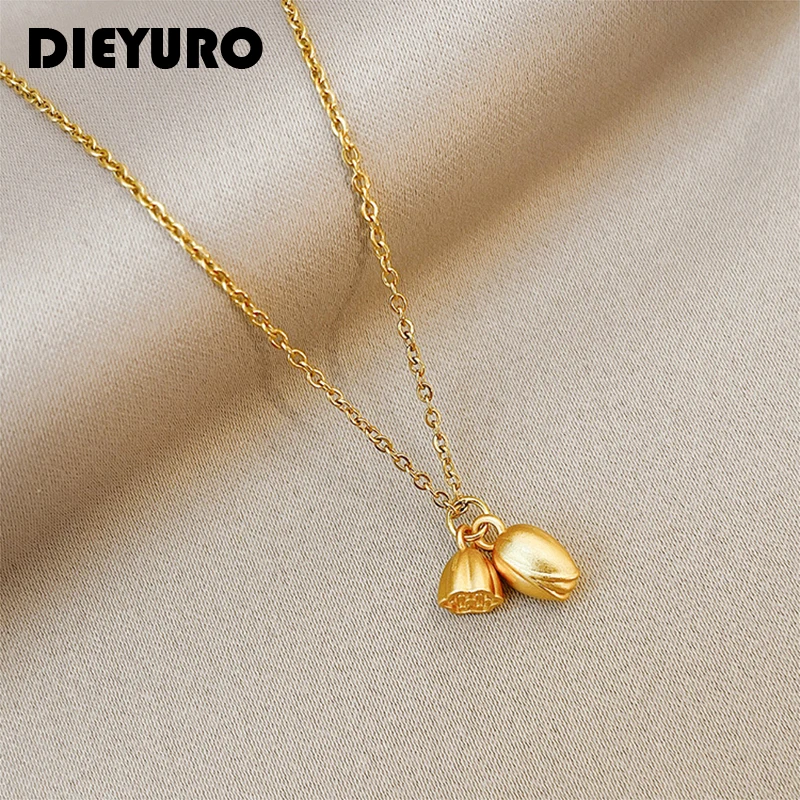 DIEYURO 316L Stainless Steel 2021 Niche Design Lotus Pendant Ladies Necklace Simple Fashion Jewelry Adjustable Customized бижуте
DIEYURO 316L Stainless Steel 2021 Niche Design Lotus Pendant Ladies Necklace Simple Fashion Jewelry Adjustable Customized бижуте