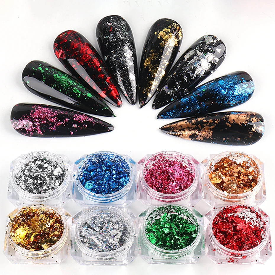 Aluminum Foil Sequins For Nails Gold Silver Irregular Glitter Flakes Mirror Chrome Powder Manicure Winter Decorations LYCB01-08
Aluminum Foil Sequins For Nails Gold Silver Irregular Glitter Flakes Mirror Chrome Powder Manicure Winter Decorations LYCB01-08