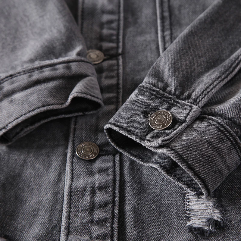 Newly Designer Fashion Men Jackets Black Gray Destroyed Ripped Denim Jackets Men Cotton Coats Streetwear Hip Hop Chaqueta Hombre
Newly Designer Fashion Men Jackets Black Gray Destroyed Ripped Denim Jackets Men Cotton Coats Streetwear Hip Hop Chaqueta Hombre