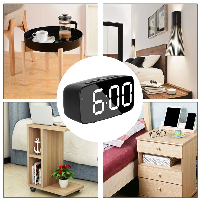 Smart Digital Alarm Clock Bedside,LED Travel USB Desk Clock with 12/24H Date Temperature Snooze for Bedroom,Black
Smart Digital Alarm Clock Bedside,LED Travel USB Desk Clock with 12/24H Date Temperature Snooze for Bedroom,Black