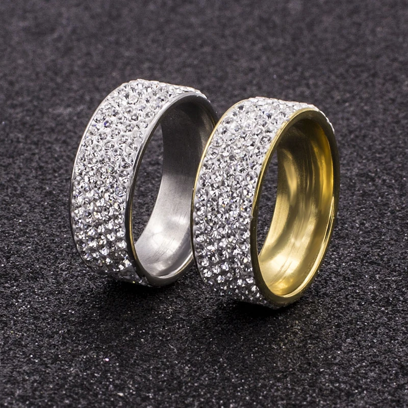 Hot Sale High Quality Punk Rock Stainless Steel Ring For Women Men Fashion 5 Row Clear Crystal Ring Engagement Wedding Jewelry
Hot Sale High Quality Punk Rock Stainless Steel Ring For Women Men Fashion 5 Row Clear Crystal Ring Engagement Wedding Jewelry