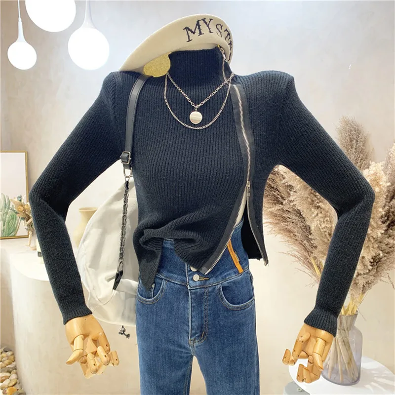 Niche Design New Women's Clothing 2021 Winter Irregular Design Double Zipper Slim Fit Turtleneck Knitted Cardigan Coat Top
Niche Design New Women's Clothing 2021 Winter Irregular Design Double Zipper Slim Fit Turtleneck Knitted Cardigan Coat Top