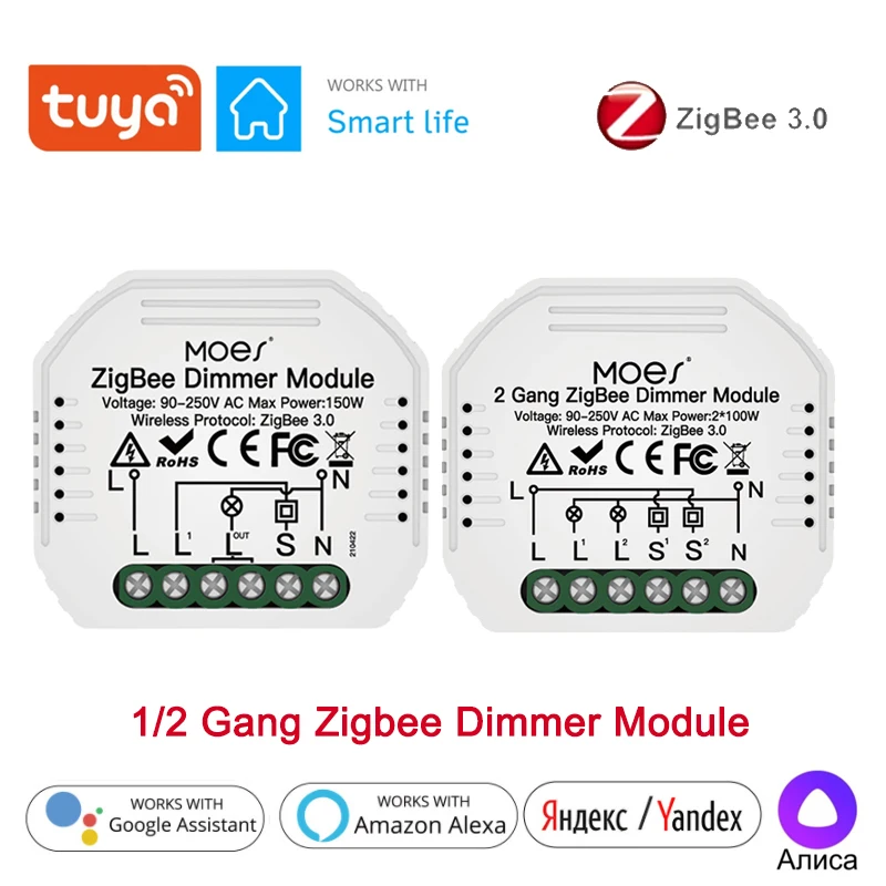 Модуль переключателя света Tuya ZigBee 3,0, 1/2, голосовой переключатель для Alexa, Google Home, Яндекс, Алиса
Модуль переключателя света Tuya ZigBee 3,0, 1/2, голосовой переключатель для Alexa, Google Home, Яндекс, Алиса