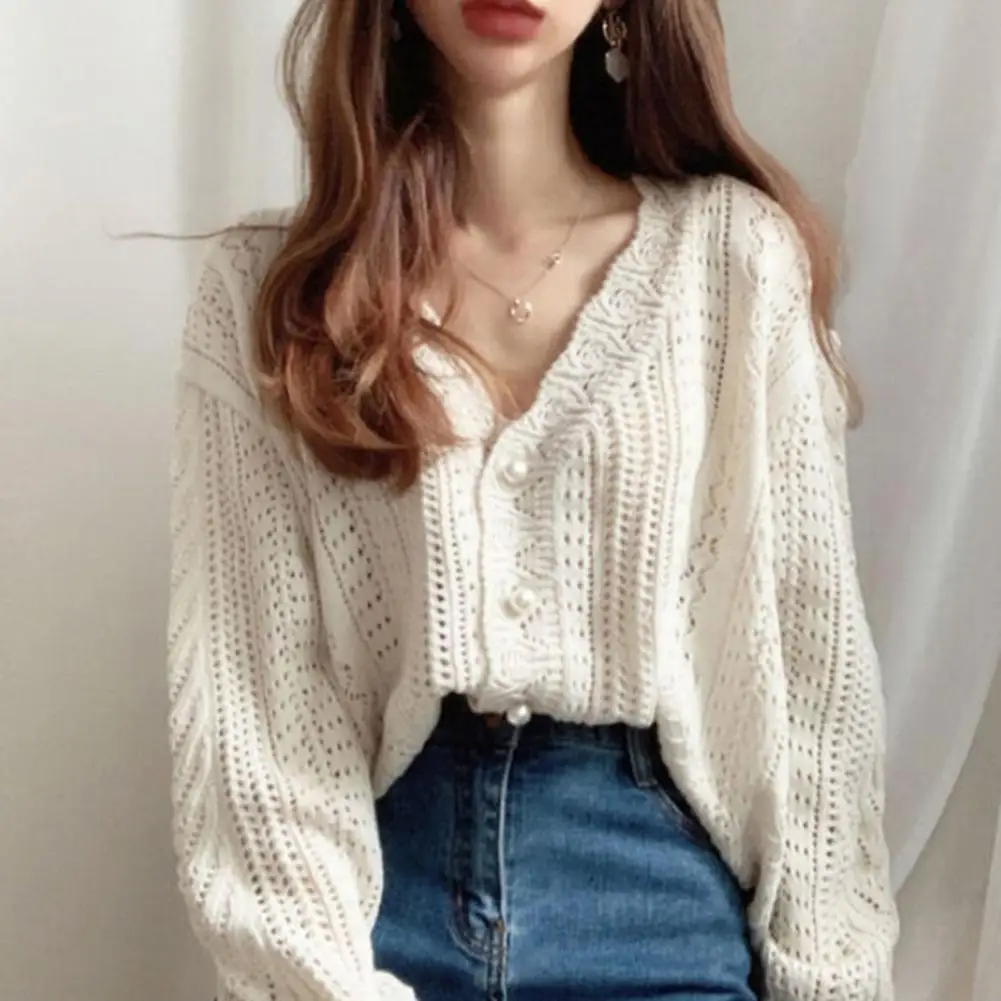 Women's Coat Winter/Autumn 2021 V Neck Cardigan Long Sleeve All-matched Single-breasted Hollow Knitted Coat for Daily Wear
Women's Coat Winter/Autumn 2021 V Neck Cardigan Long Sleeve All-matched Single-breasted Hollow Knitted Coat for Daily Wear