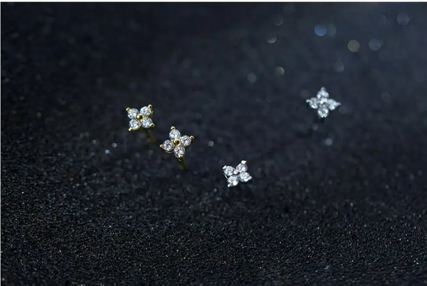 925 Sterling Silver Small Zircon Flower Stud Earrings For Women Party Christmas Jewelry Pendientes Mujer Moda eh1060 
925 Sterling Silver Small Zircon Flower Stud Earrings For Women Party Christmas Jewelry Pendientes Mujer Moda eh1060