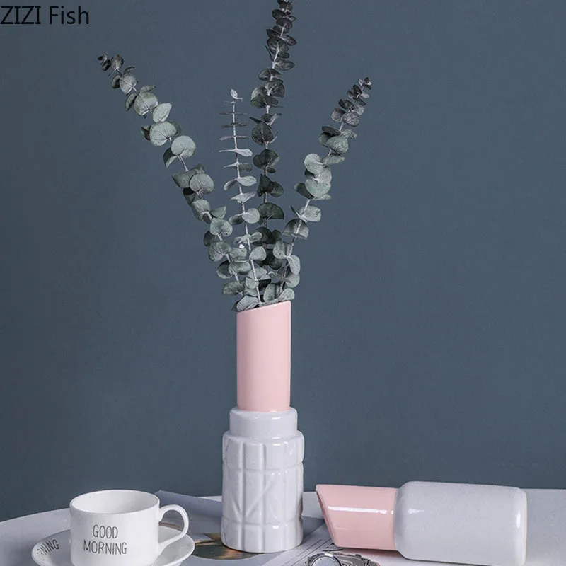 Керамическая ваза в форме губной помады настольный декор фарфоровые поделки