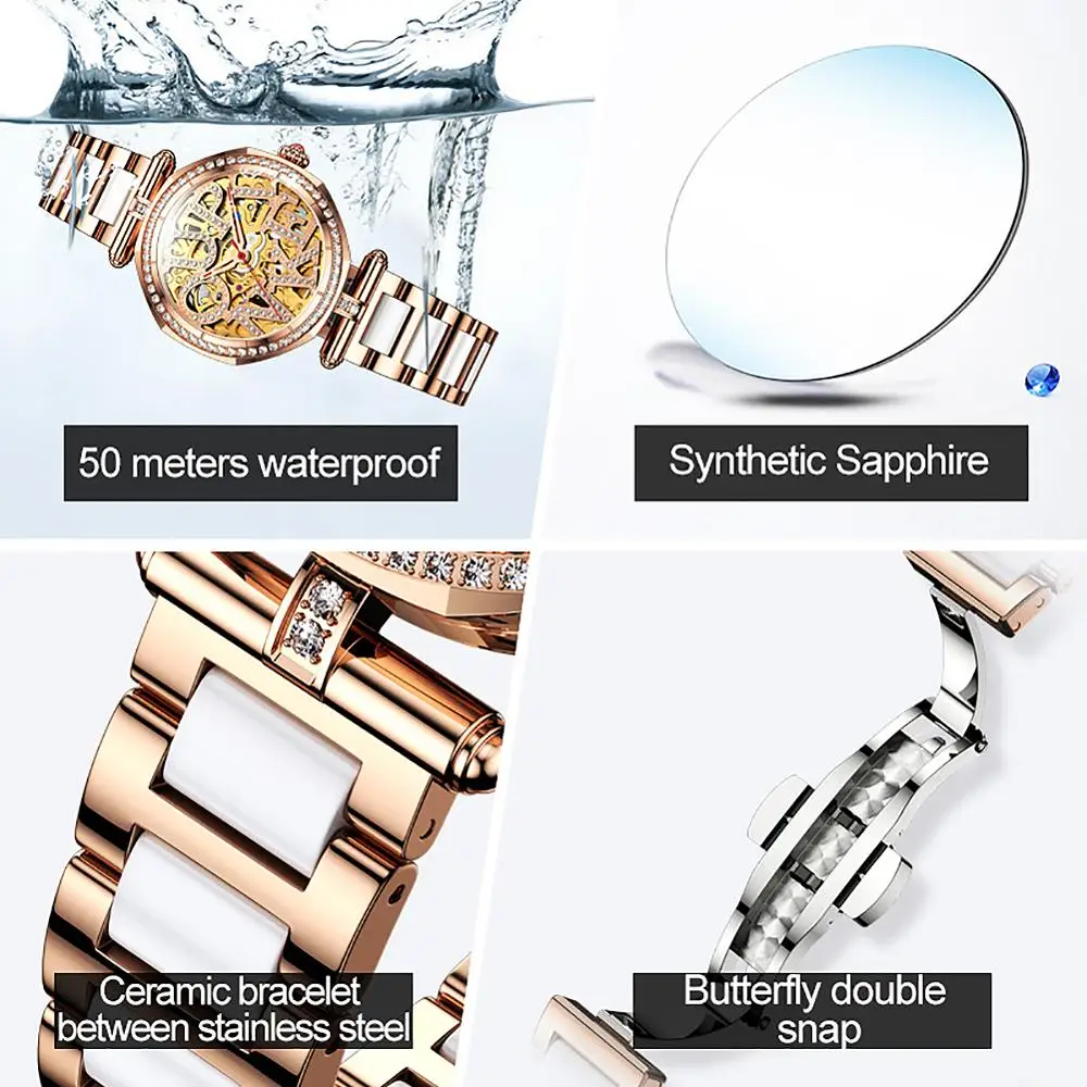 Women's automatic mechanical wristwatch luxury top brand watch tungsten steel watchband waterproof elegant female clock
Women's automatic mechanical wristwatch luxury top brand watch tungsten steel watchband waterproof elegant female clock