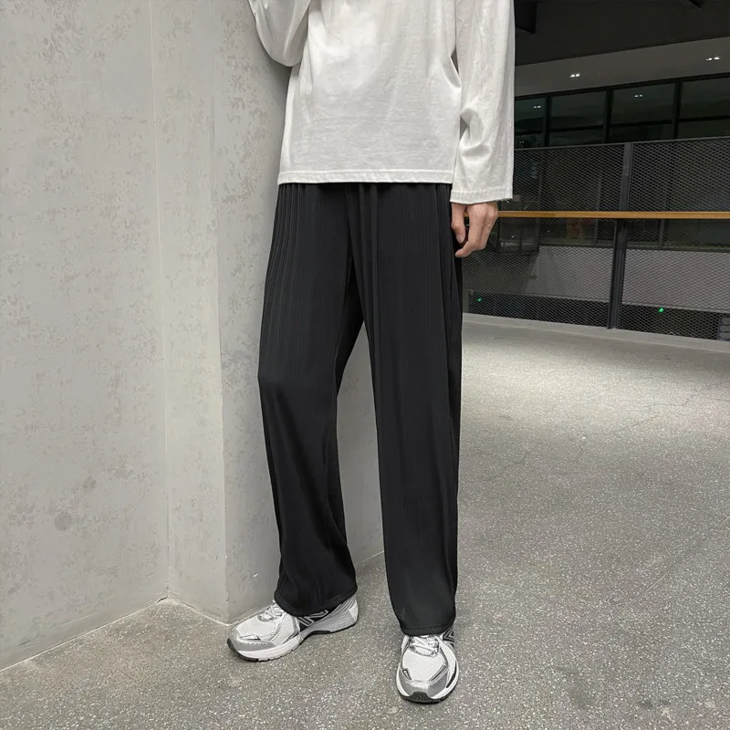 Summer Pleated Pants Men's Fashion Black Gray Casual Pants Men Streetwear Loose Hip-hop Wide-leg Pants Mens Ice Silk Trousers
Summer Pleated Pants Men's Fashion Black Gray Casual Pants Men Streetwear Loose Hip-hop Wide-leg Pants Mens Ice Silk Trousers