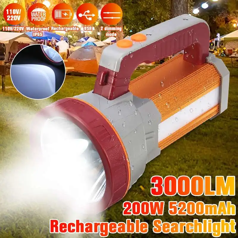 3000LM USB Rechargeable Searchlight Outdoor LED Flashlight Super Bright Light Searchlight Torch Work Lamp Spotlight Floodlight
3000LM USB Rechargeable Searchlight Outdoor LED Flashlight Super Bright Light Searchlight Torch Work Lamp Spotlight Floodlight