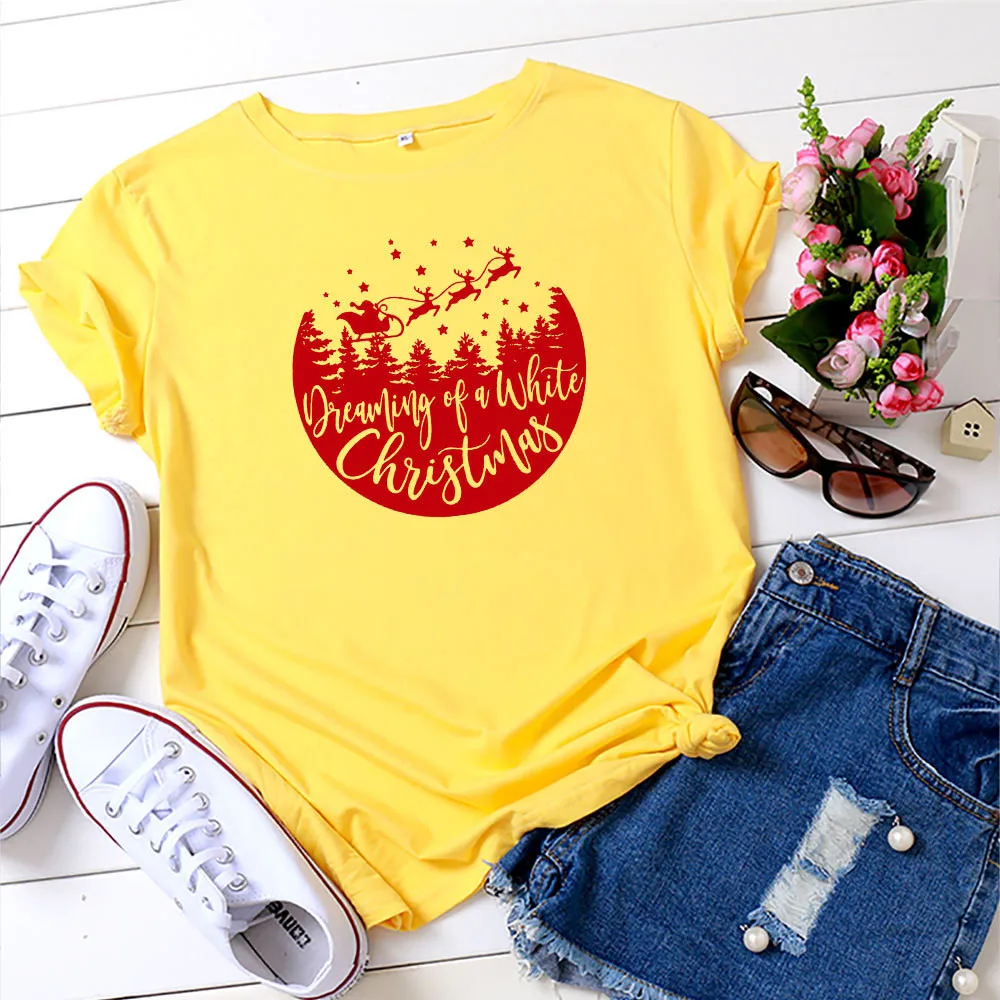 Cotton T Shirt Women 5XL Plus Size Dreaming of a White Christmas Print Short Sleeve Graphic Tshirts Harajuku Woman Tees Clothes
Cotton T Shirt Women 5XL Plus Size Dreaming of a White Christmas Print Short Sleeve Graphic Tshirts Harajuku Woman Tees Clothes
