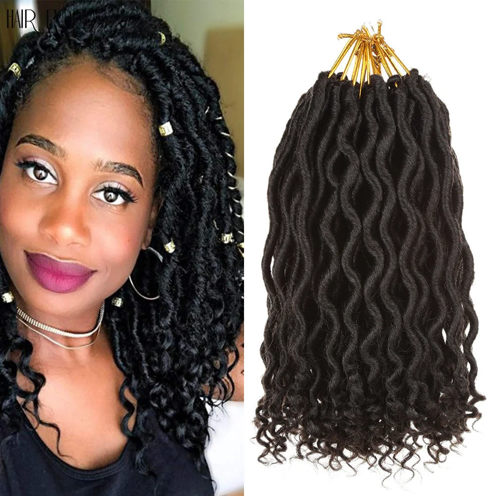 12 дюймов Goddess Faux Locs Curly Ends короткие волнистые синтетические волосы для