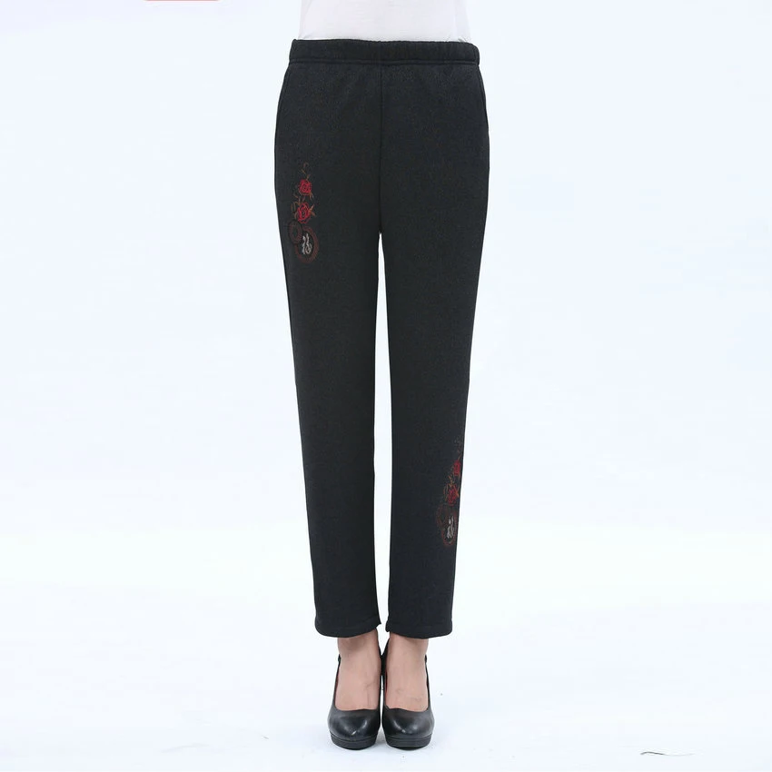 Middle Aged Women Black Straight Pant Autumn Spring Chinese Embroidery Trouser Elderly Woman High Elastic Waist Pant Plus Size
Middle Aged Women Black Straight Pant Autumn Spring Chinese Embroidery Trouser Elderly Woman High Elastic Waist Pant Plus Size
