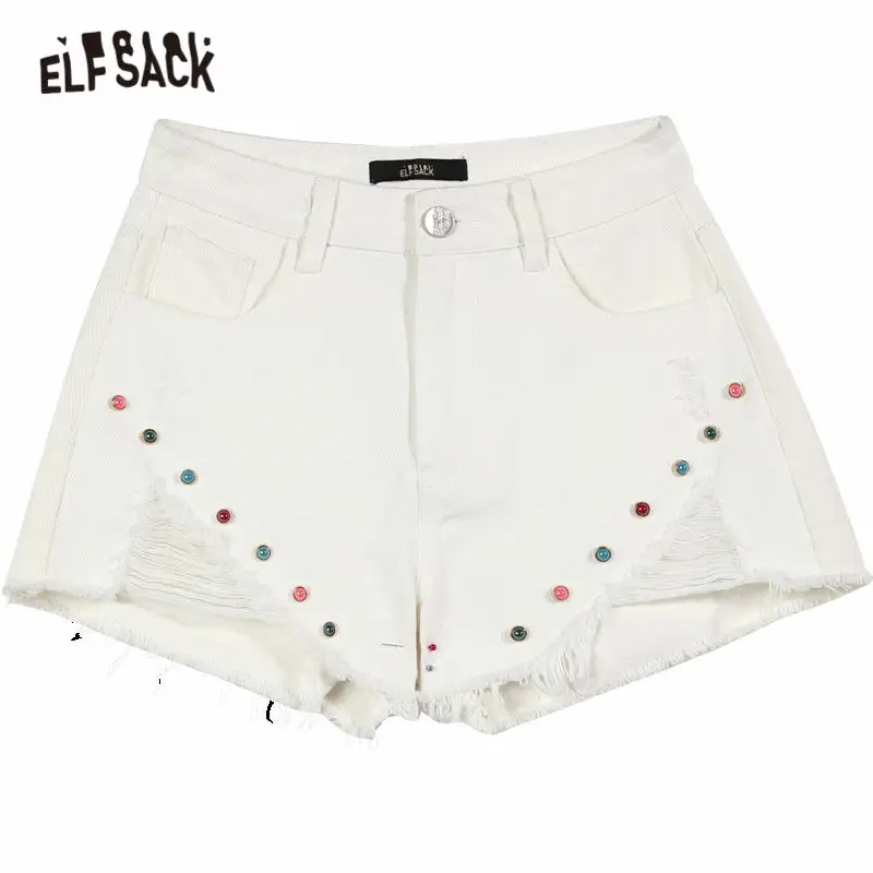 ELFSACK White Solid Raw Hem Ripped Casual Women Denim Shorts 2020 Summer Candy Beaded High Waist Korean Ladies Daily Bottoms
ELFSACK White Solid Raw Hem Ripped Casual Women Denim Shorts 2020 Summer Candy Beaded High Waist Korean Ladies Daily Bottoms