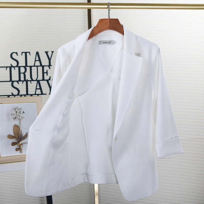 Thin Blazer Jacket Women's summer new 7 / 4 sleeve fried Street casual white high-grade suit women's top
Thin Blazer Jacket Women's summer new 7 / 4 sleeve fried Street casual white high-grade suit women's top