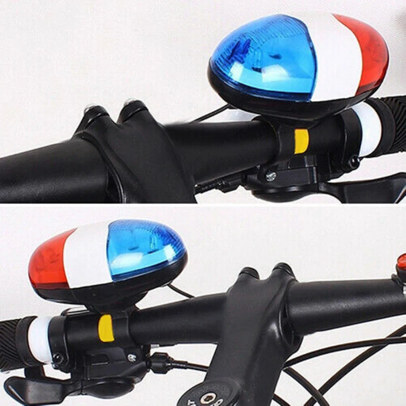 LED Bike Bicycle Police Light + 4 Loud Siren Sound Trumpet Cycling Horn Cycling Bicycle Lights