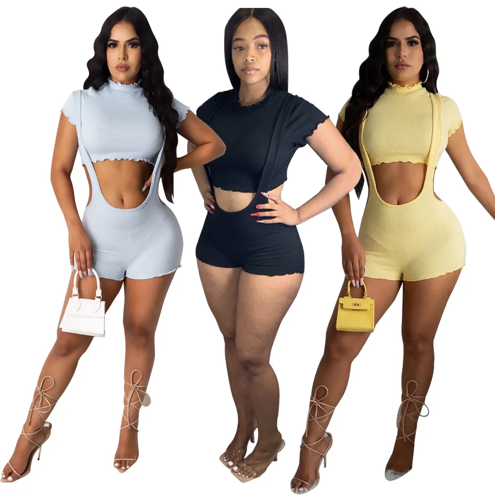 S-2XL Summer Women Fashion Casual Shorts Suits Solid Color Crop Top And Short With Bib Two Piece Set Wholesale Dropshipping
S-2XL Summer Women Fashion Casual Shorts Suits Solid Color Crop Top And Short With Bib Two Piece Set Wholesale Dropshipping