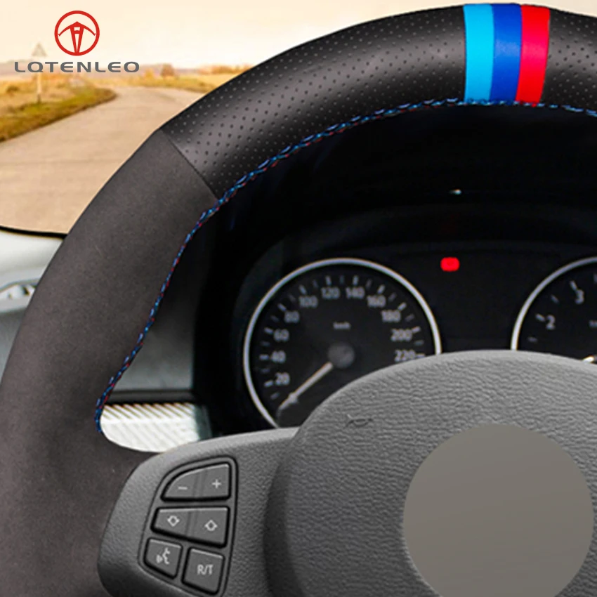 LQTENLEO DIY Hand-stitched Car Steering Wheel Cover Black Genuine Leather Black Suede For BMW E83 X3 2003-2010 E53 X5 2000-2006
LQTENLEO DIY Hand-stitched Car Steering Wheel Cover Black Genuine Leather Black Suede For BMW E83 X3 2003-2010 E53 X5 2000-2006