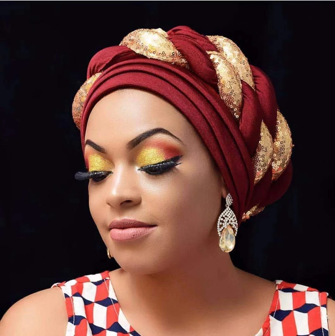 2021 Fashion African Auto Gele Headtie Sequins Braids Women's Turban Cap Muslim Headscarf Bonnet Ready to Wear Hijab Wedding Hat
2021 Fashion African Auto Gele Headtie Sequins Braids Women's Turban Cap Muslim Headscarf Bonnet Ready to Wear Hijab Wedding Hat